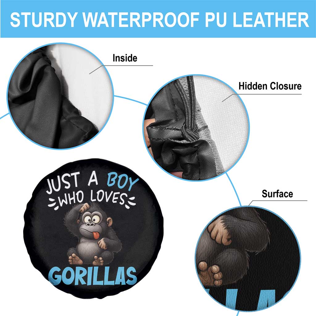 Funny Gorilla Lover Gift Spare Tire Cover Just A Boy Who Loves Gorillas TS12 Print Your Wear