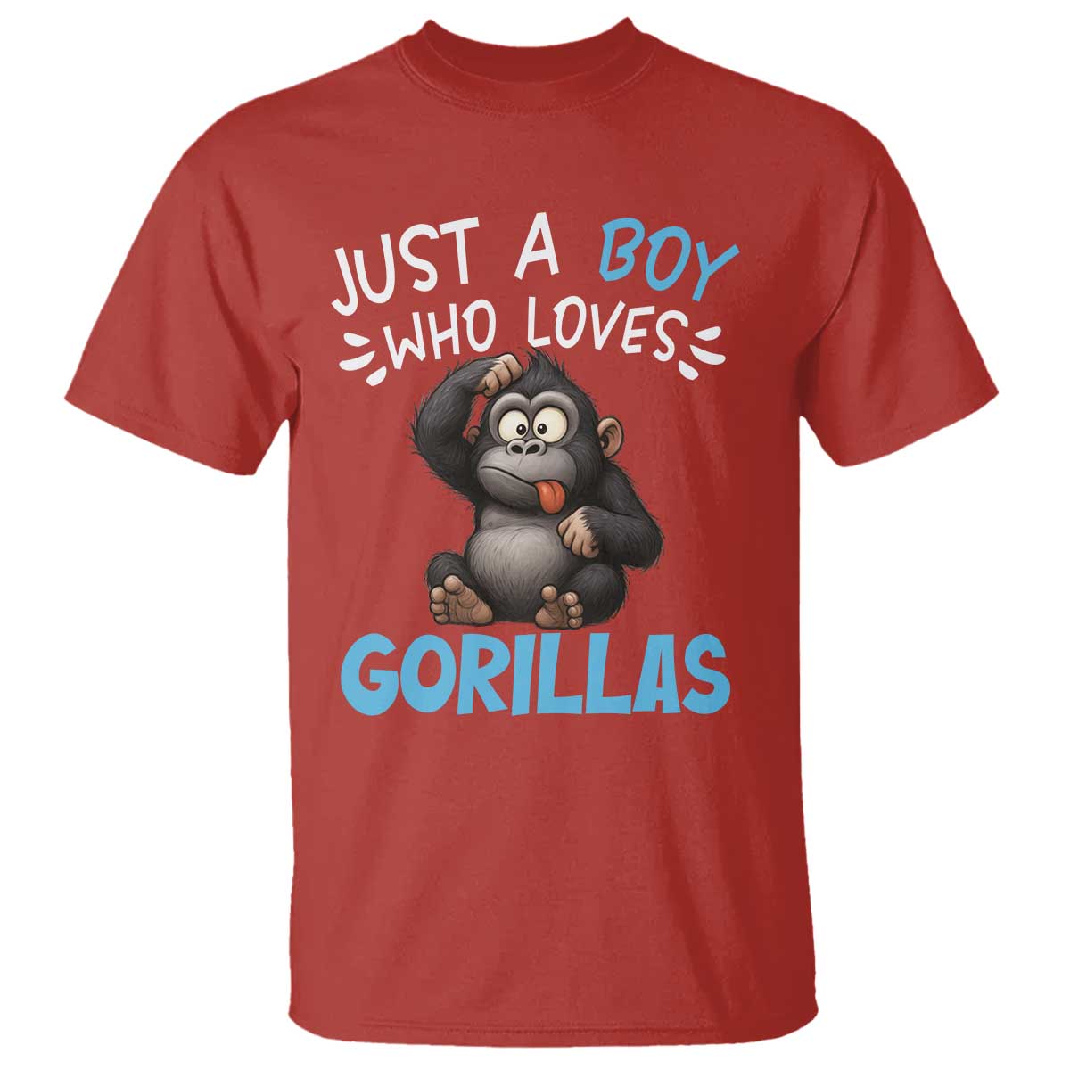 Funny Gorilla Lover Gift T Shirt Just A Boy Who Loves Gorillas TS12 Red Print Your Wear
