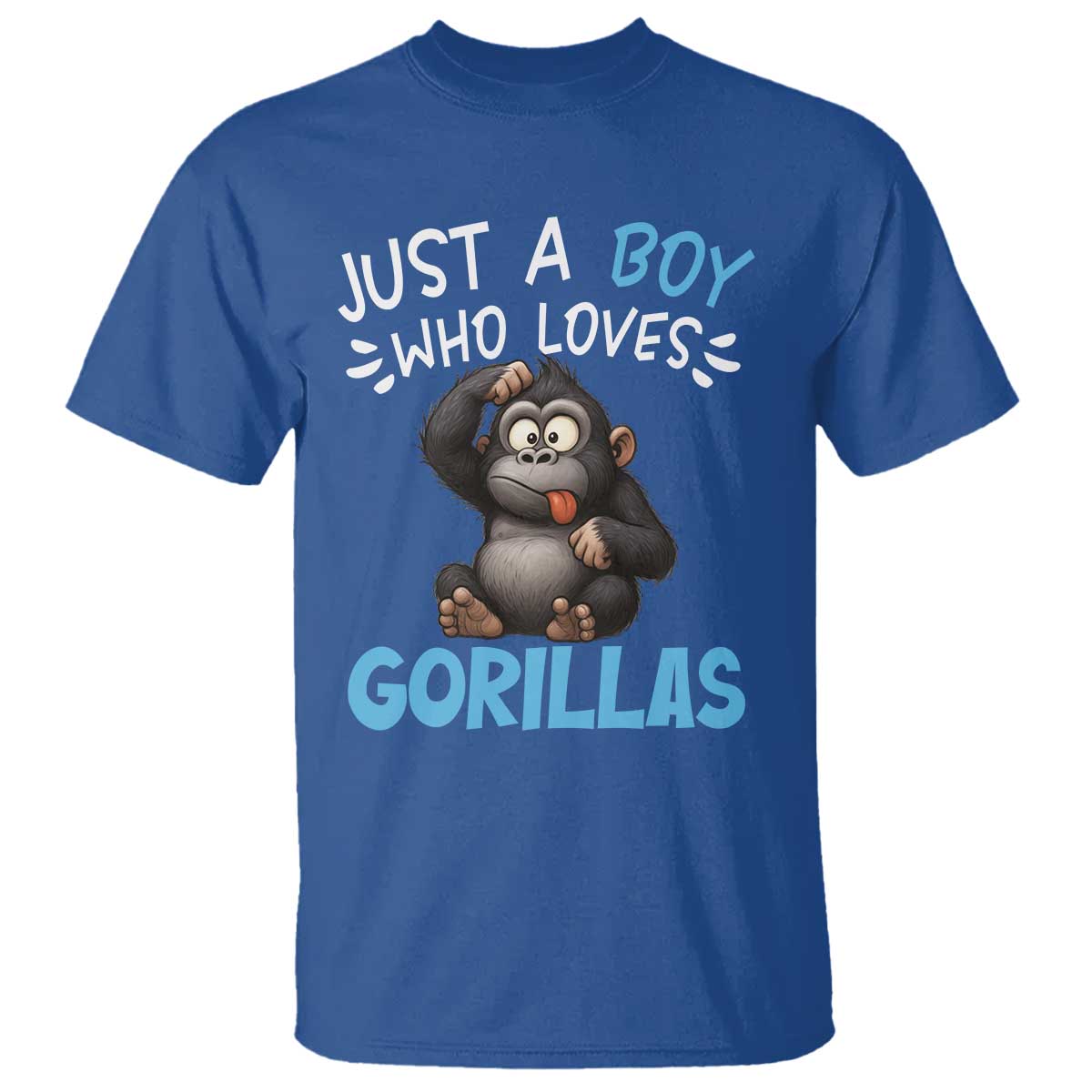 Funny Gorilla Lover Gift T Shirt Just A Boy Who Loves Gorillas TS12 Royal Blue Print Your Wear