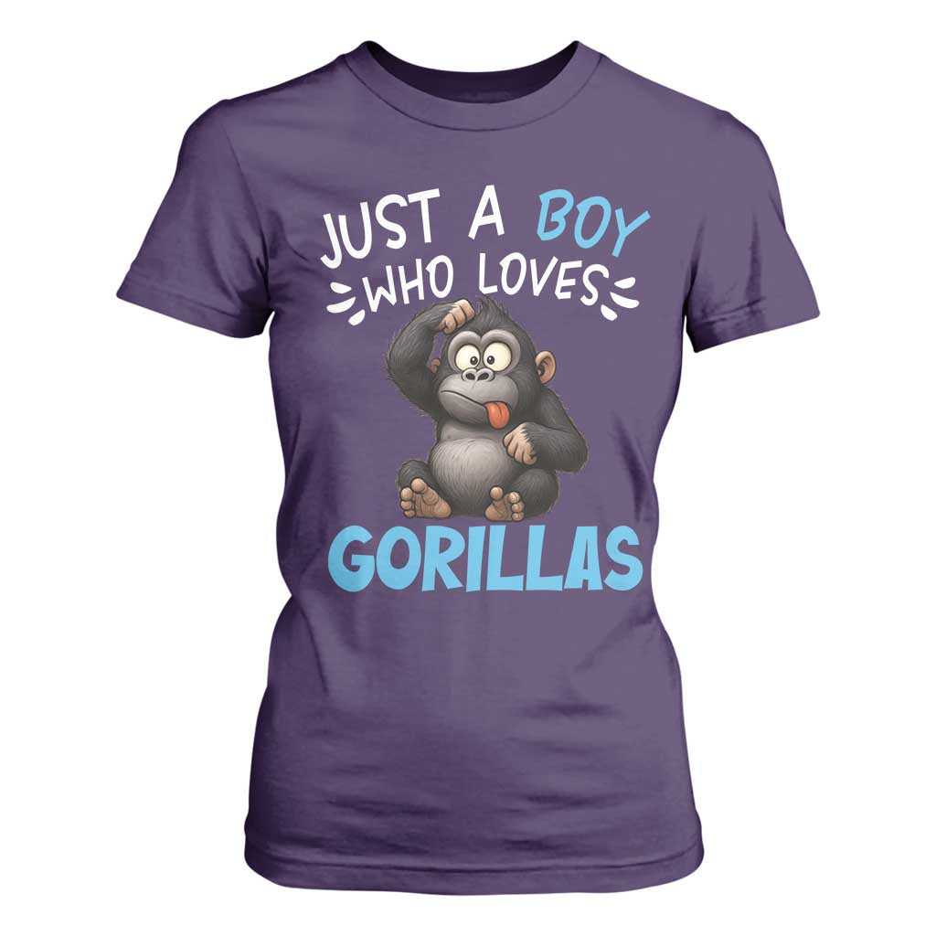 Funny Gorilla Lover Gift T Shirt For Women Just A Boy Who Loves Gorillas TS12 Purple Print Your Wear