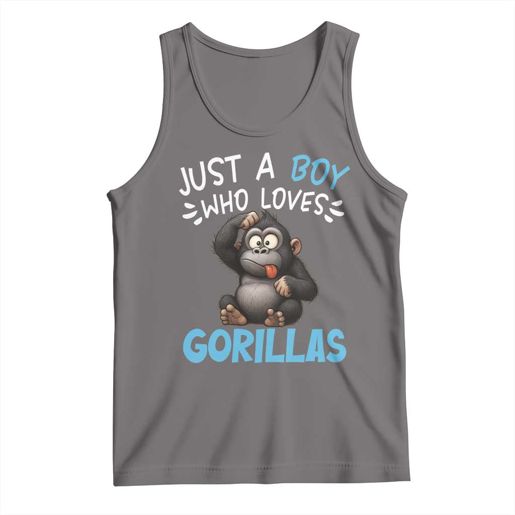 Funny Gorilla Lover Gift Tank Top Just A Boy Who Loves Gorillas TS12 Deep Heather Print Your Wear