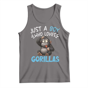 Funny Gorilla Lover Gift Tank Top Just A Boy Who Loves Gorillas TS12 Deep Heather Print Your Wear