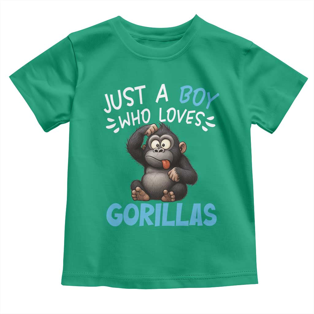 Funny Gorilla Lover Gift Toddler T Shirt Just A Boy Who Loves Gorillas TS12 Irish Green Print Your Wear