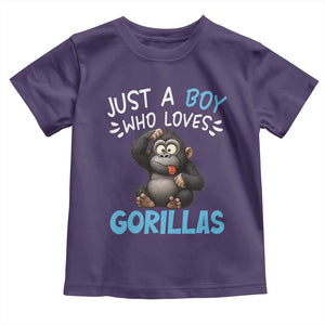 Funny Gorilla Lover Gift Toddler T Shirt Just A Boy Who Loves Gorillas TS12 Purple Print Your Wear