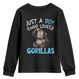 Funny Gorilla Lover Gift Youth Sweatshirt Just A Boy Who Loves Gorillas TS12 Black Print Your Wear
