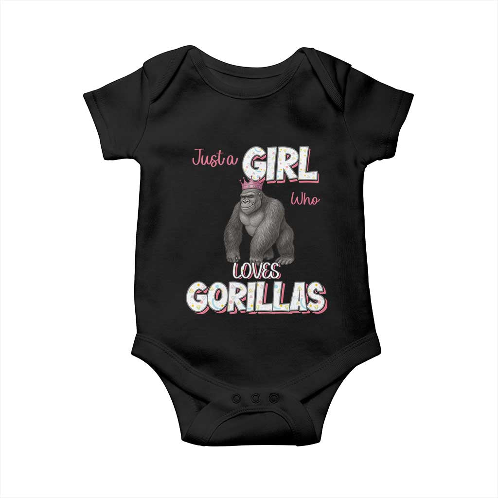 Gorilla Lover Gift Baby Onesie Just A Girl Who Loves Gorillas TS12 Black Print Your Wear