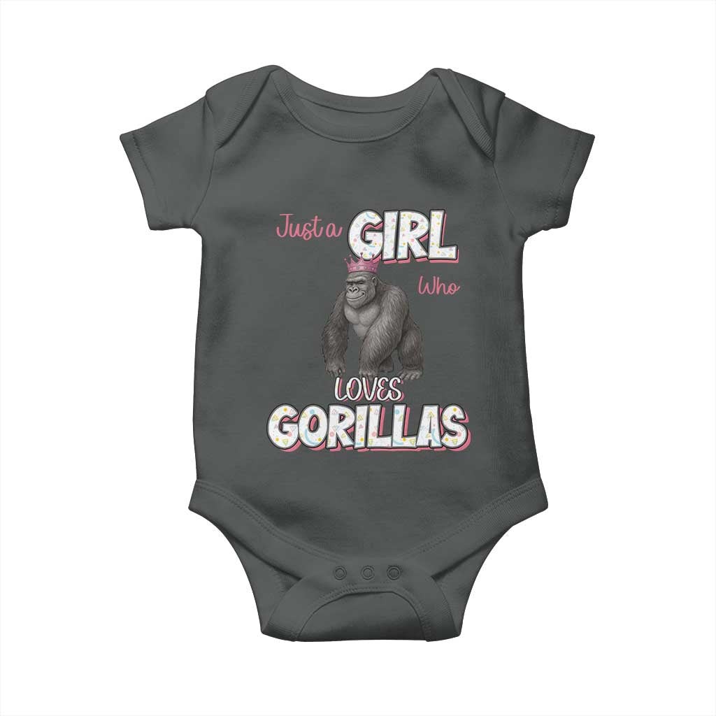Gorilla Lover Gift Baby Onesie Just A Girl Who Loves Gorillas TS12 Dark Heather Print Your Wear