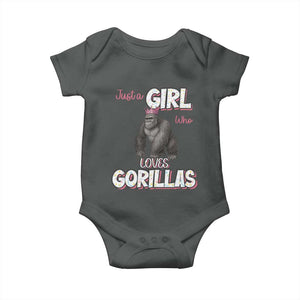 Gorilla Lover Gift Baby Onesie Just A Girl Who Loves Gorillas TS12 Dark Heather Print Your Wear