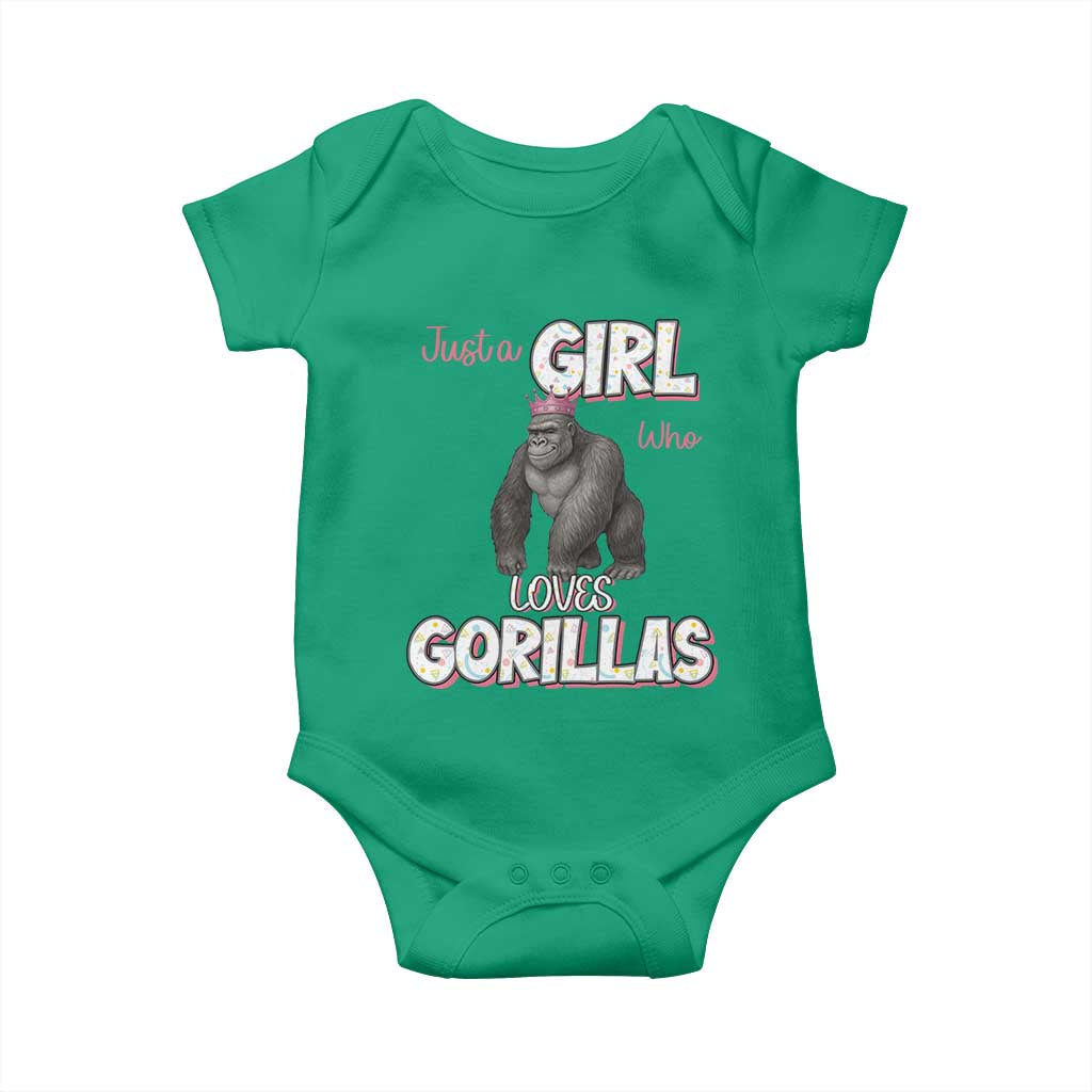 Gorilla Lover Gift Baby Onesie Just A Girl Who Loves Gorillas TS12 Irish Green Print Your Wear