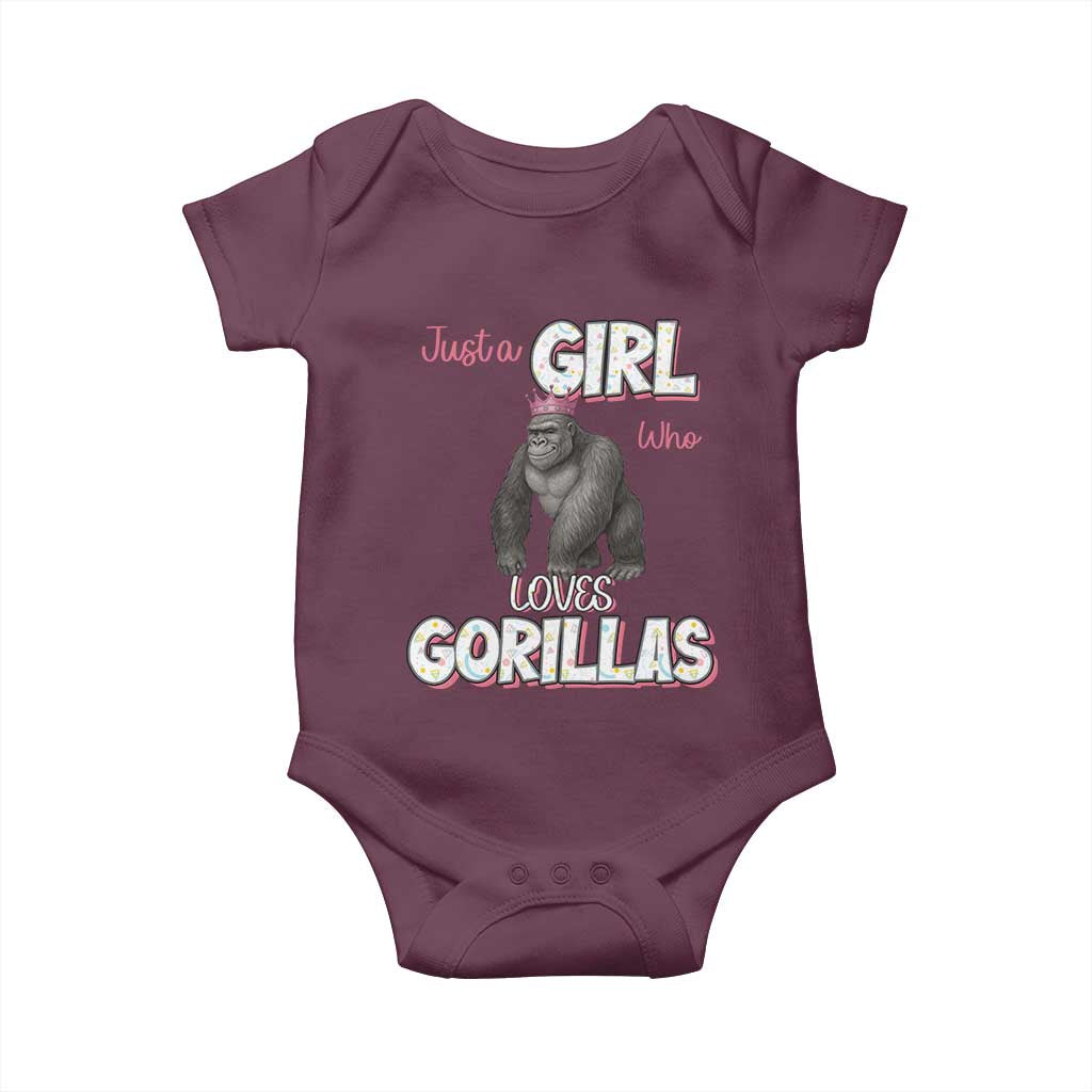 Gorilla Lover Gift Baby Onesie Just A Girl Who Loves Gorillas TS12 Maroon Print Your Wear