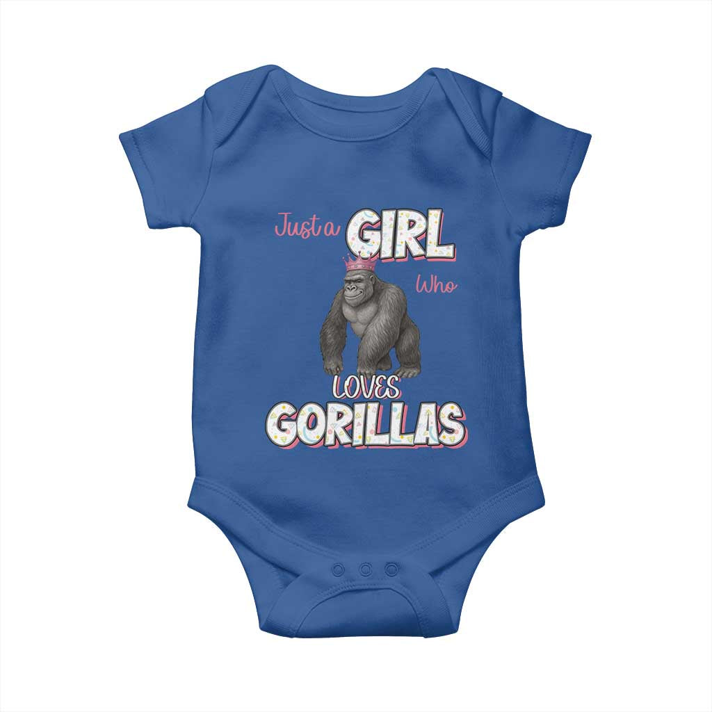 Gorilla Lover Gift Baby Onesie Just A Girl Who Loves Gorillas TS12 Royal Blue Print Your Wear