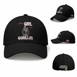 Gorilla Lover Gift Baseball Cap Just A Girl Who Loves Gorillas TS12 Baseball Cap Universal Fit Black Print Your Wear