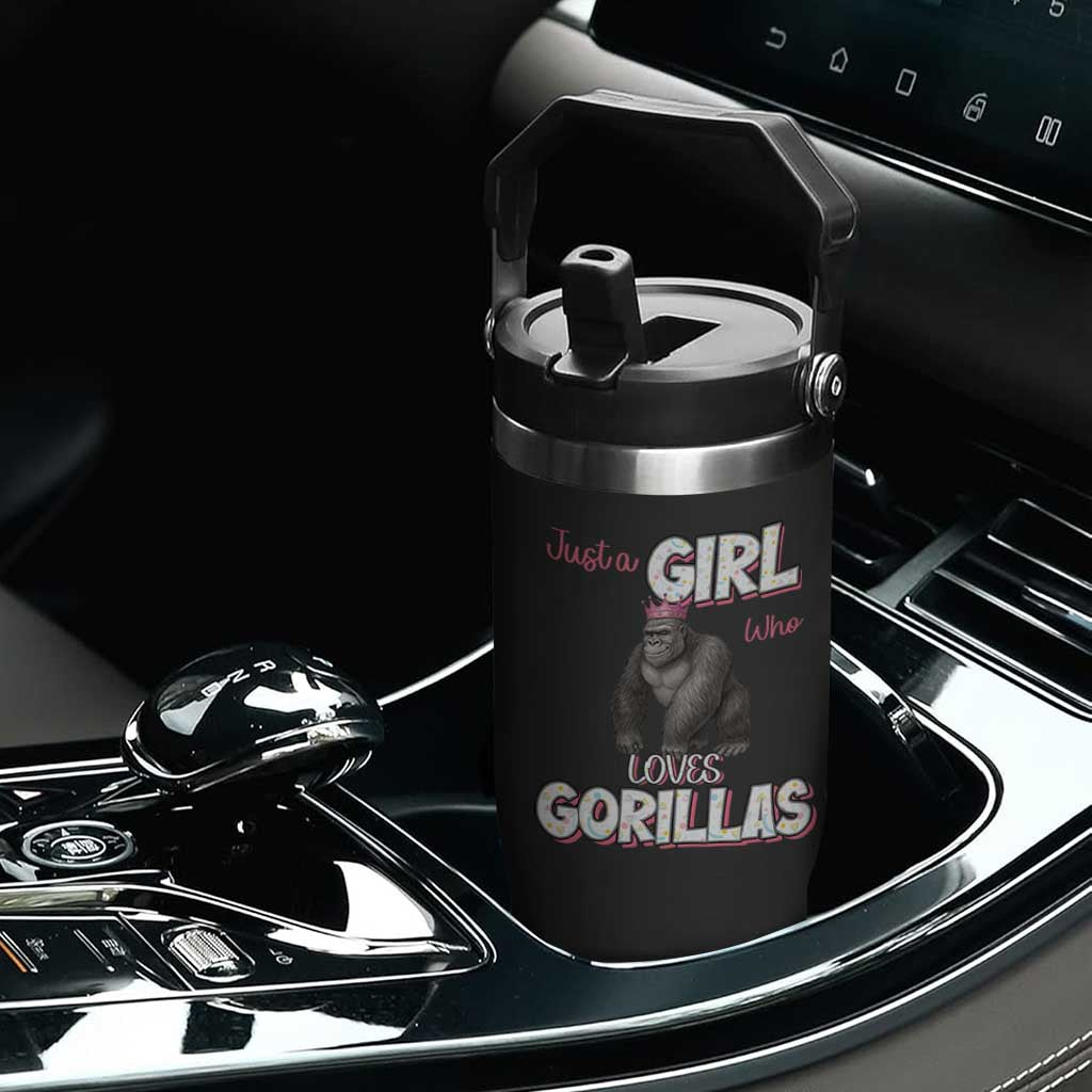 Gorilla Lover Gift Flip Straw Tumbler Just A Girl Who Loves Gorillas TS12 Print Your Wear