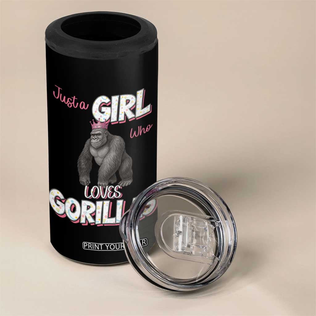 Gorilla Lover Gift 4 in 1 Can Cooler Tumbler Just A Girl Who Loves Gorillas TS12 Print Your Wear