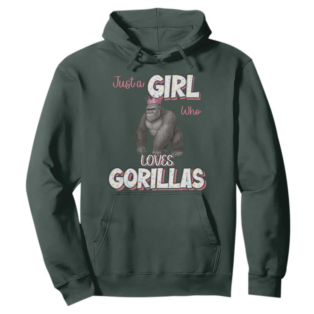 Gorilla Lover Gift Hoodie Just A Girl Who Loves Gorillas TS12 Dark Forest Green Print Your Wear