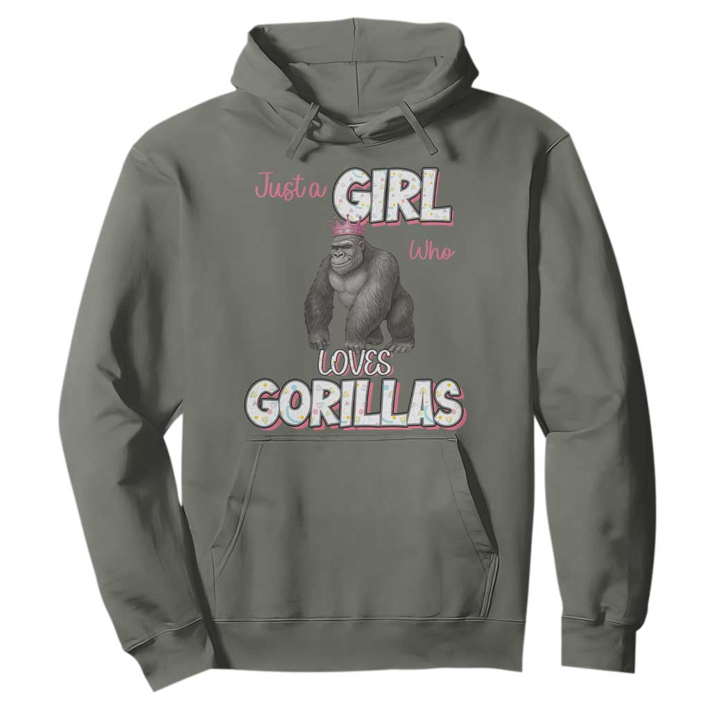 Gorilla Lover Gift Hoodie Just A Girl Who Loves Gorillas TS12 Military Green Print Your Wear