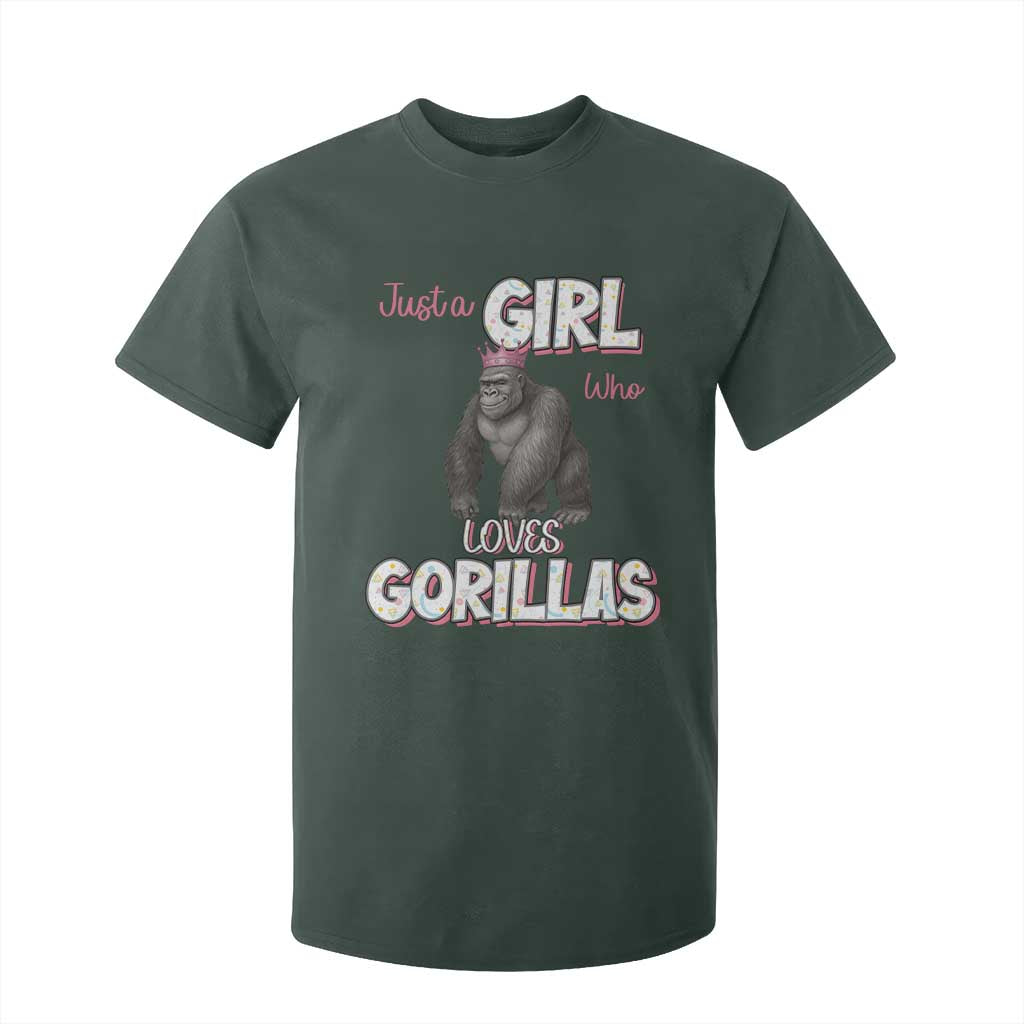 Gorilla Lover Gift T Shirt For Kid Just A Girl Who Loves Gorillas TS12 Dark Forest Green Print Your Wear