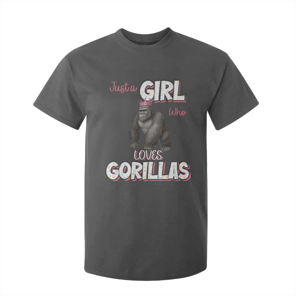 Gorilla Lover Gift T Shirt For Kid Just A Girl Who Loves Gorillas TS12 Dark Heather Print Your Wear