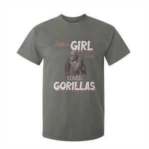 Gorilla Lover Gift T Shirt For Kid Just A Girl Who Loves Gorillas TS12 Military Green Print Your Wear