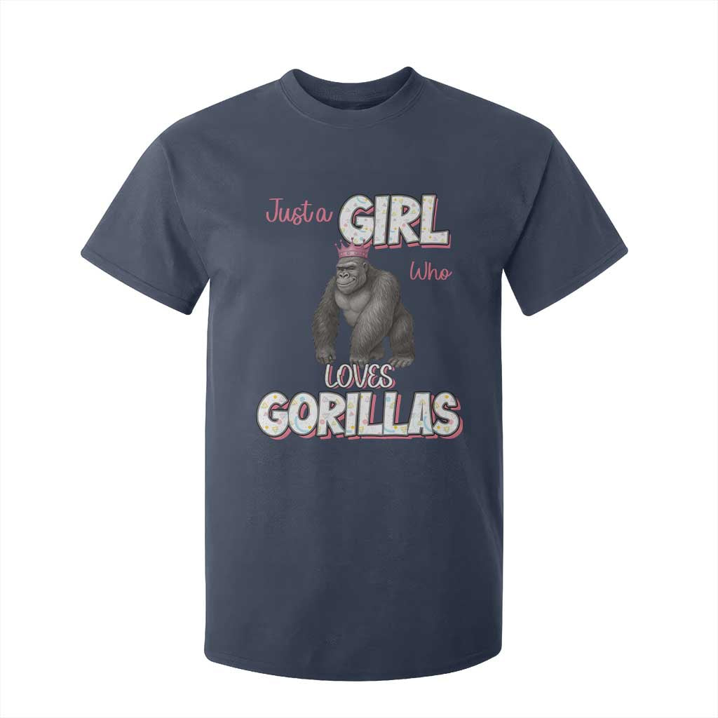 Gorilla Lover Gift T Shirt For Kid Just A Girl Who Loves Gorillas TS12 Navy Print Your Wear