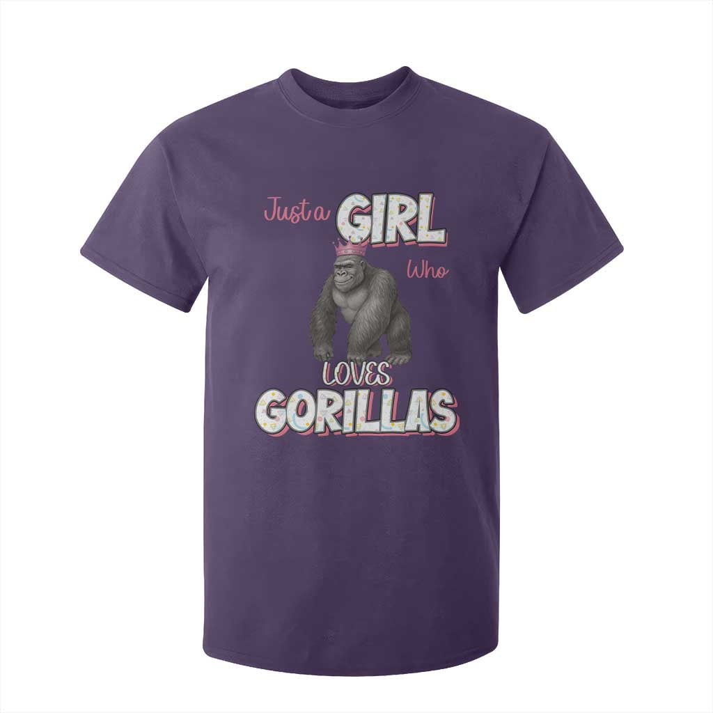 Gorilla Lover Gift T Shirt For Kid Just A Girl Who Loves Gorillas TS12 Purple Print Your Wear