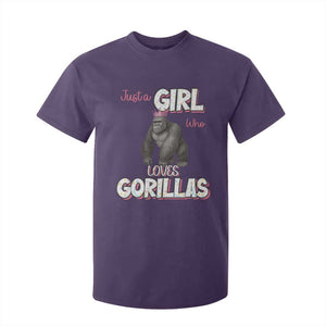 Gorilla Lover Gift T Shirt For Kid Just A Girl Who Loves Gorillas TS12 Purple Print Your Wear