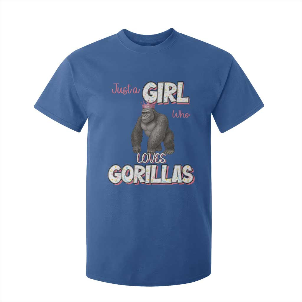 Gorilla Lover Gift T Shirt For Kid Just A Girl Who Loves Gorillas TS12 Royal Blue Print Your Wear