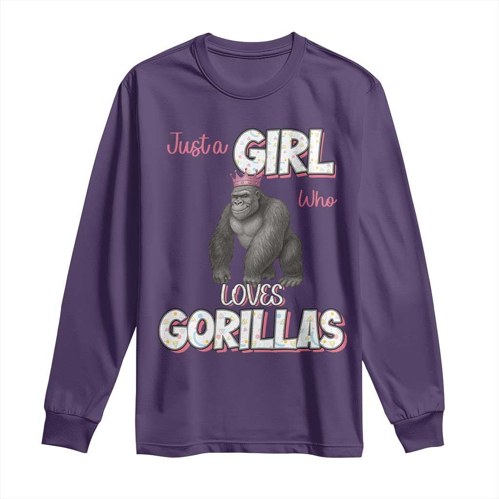 Gorilla Lover Gift Long Sleeve Shirt Just A Girl Who Loves Gorillas TS12 Purple Print Your Wear