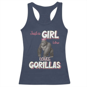 Gorilla Lover Gift Racerback Tank Top Just A Girl Who Loves Gorillas TS12 Navy Print Your Wear