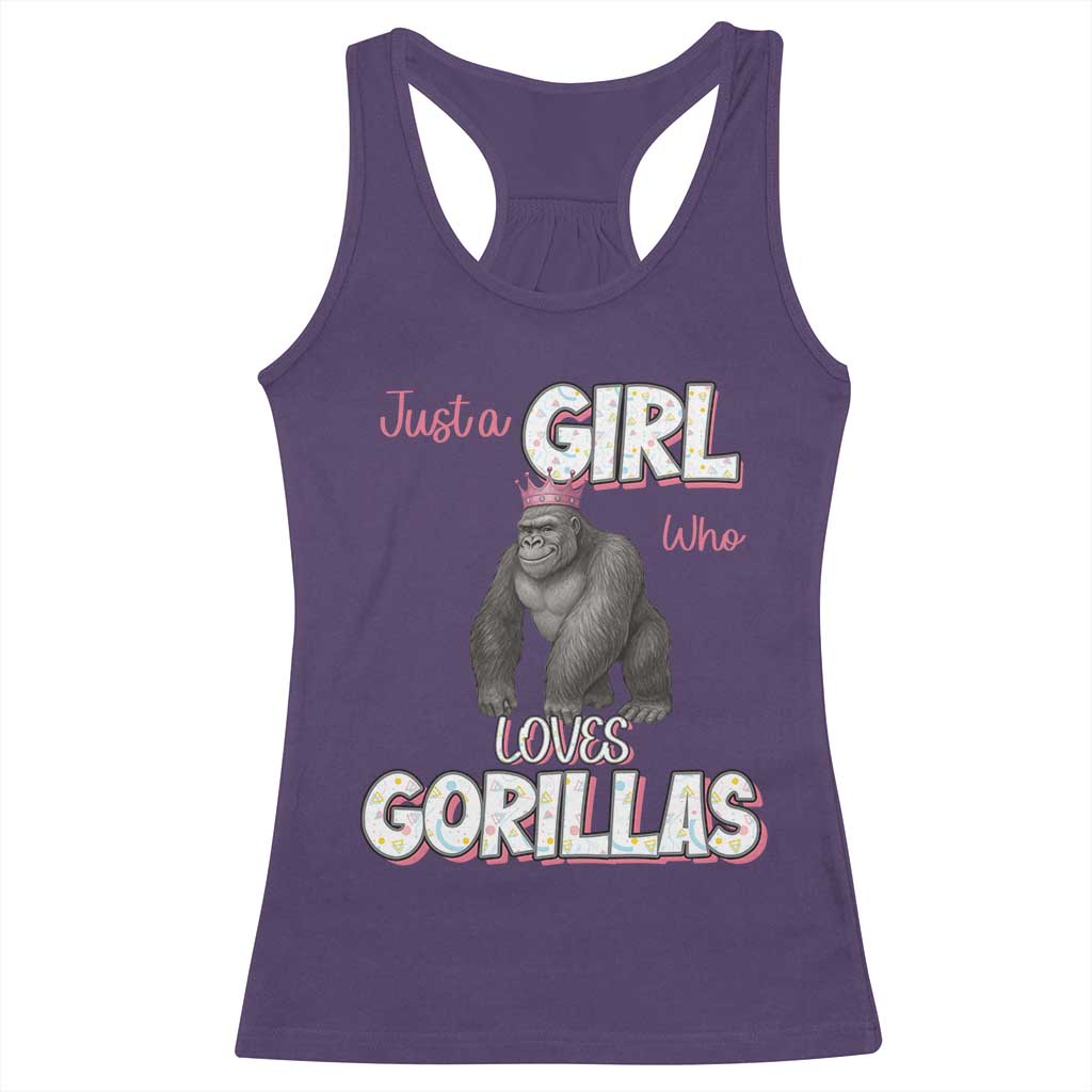 Gorilla Lover Gift Racerback Tank Top Just A Girl Who Loves Gorillas TS12 Purple Print Your Wear