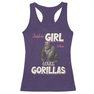 Gorilla Lover Gift Racerback Tank Top Just A Girl Who Loves Gorillas TS12 Purple Print Your Wear