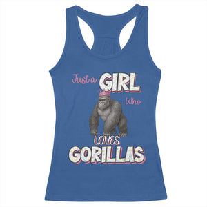 Gorilla Lover Gift Racerback Tank Top Just A Girl Who Loves Gorillas TS12 Royal Blue Print Your Wear