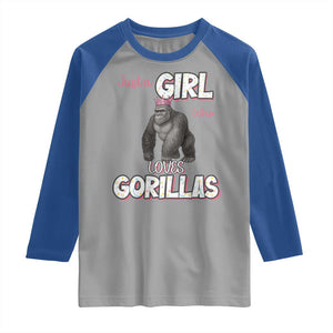 Gorilla Lover Gift Raglan Shirt Just A Girl Who Loves Gorillas TS12 Sport Gray Royal Print Your Wear