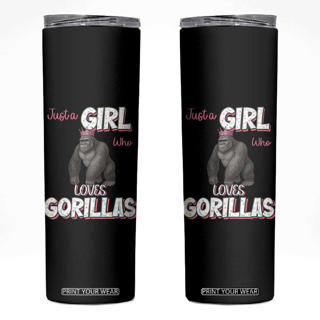 Gorilla Lover Gift Skinny Tumbler Just A Girl Who Loves Gorillas TS12 Black Print Your Wear