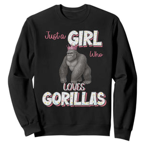 Gorilla Lover Gift Sweatshirt Just A Girl Who Loves Gorillas TS12 Black Print Your Wear