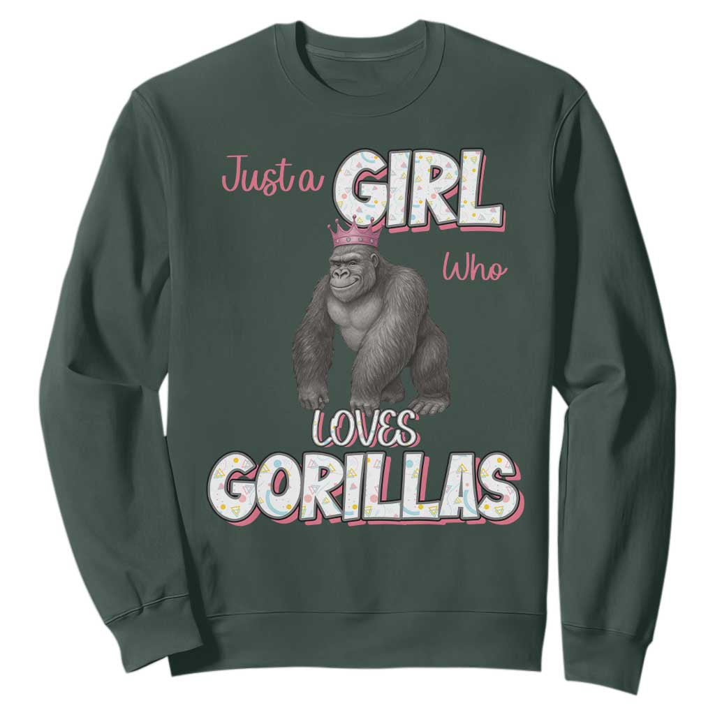 Gorilla Lover Gift Sweatshirt Just A Girl Who Loves Gorillas TS12 Dark Forest Green Print Your Wear