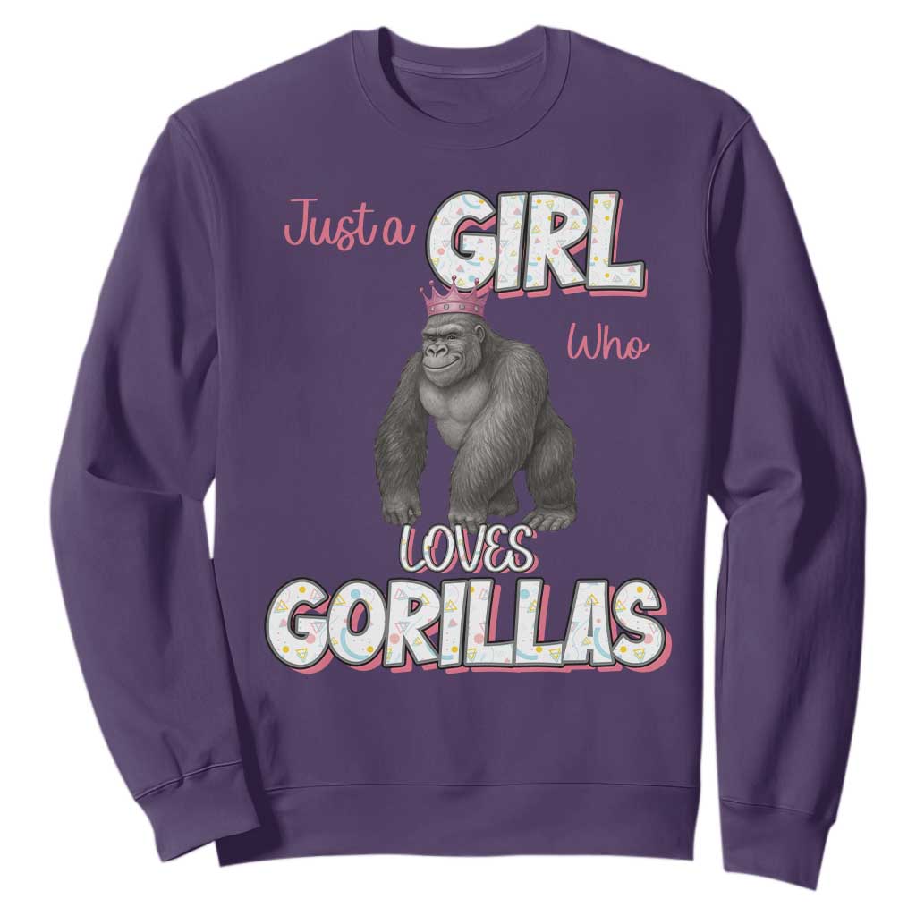 Gorilla Lover Gift Sweatshirt Just A Girl Who Loves Gorillas TS12 Purple Print Your Wear