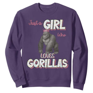 Gorilla Lover Gift Sweatshirt Just A Girl Who Loves Gorillas TS12 Purple Print Your Wear
