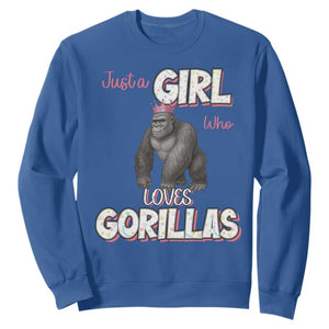 Gorilla Lover Gift Sweatshirt Just A Girl Who Loves Gorillas TS12 Royal Blue Print Your Wear