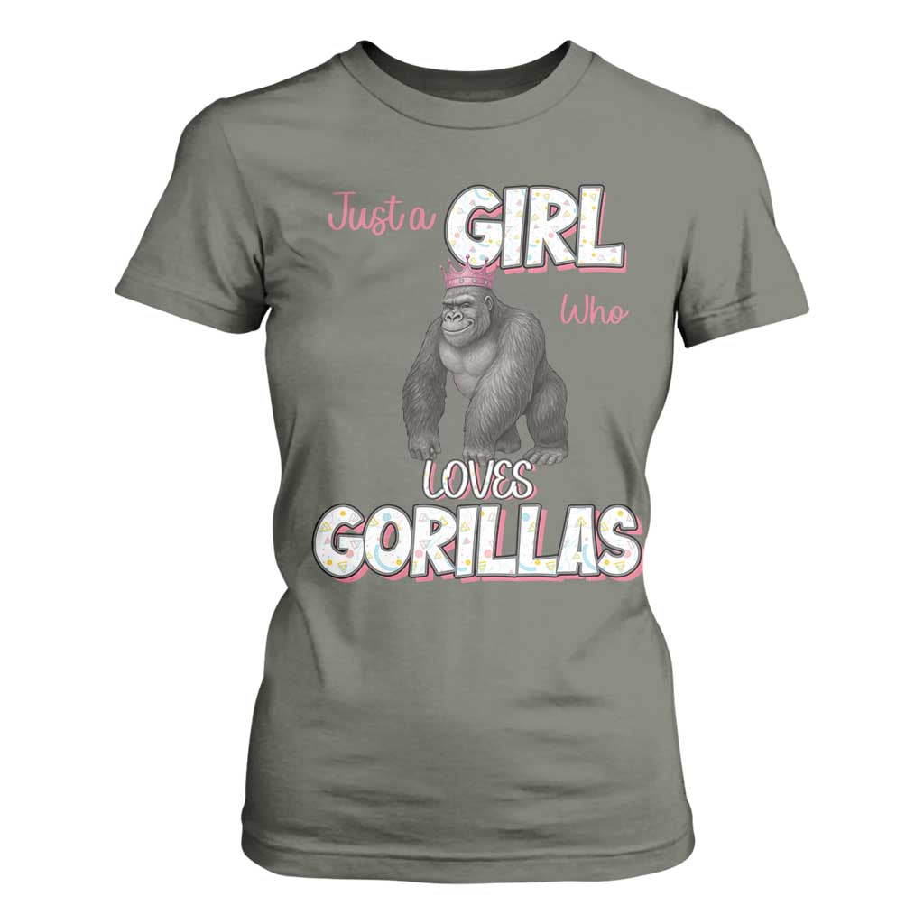 Gorilla Lover Gift T Shirt For Women Just A Girl Who Loves Gorillas TS12 Military Green Print Your Wear