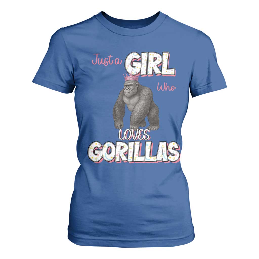 Gorilla Lover Gift T Shirt For Women Just A Girl Who Loves Gorillas TS12 Royal Blue Print Your Wear