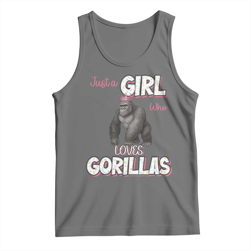Gorilla Lover Gift Tank Top Just A Girl Who Loves Gorillas TS12 Black Heather Print Your Wear