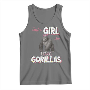Gorilla Lover Gift Tank Top Just A Girl Who Loves Gorillas TS12 Black Heather Print Your Wear