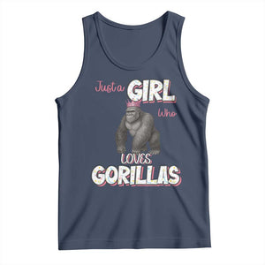 Gorilla Lover Gift Tank Top Just A Girl Who Loves Gorillas TS12 Navy Print Your Wear