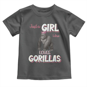 Gorilla Lover Gift Toddler T Shirt Just A Girl Who Loves Gorillas TS12 Dark Heather Print Your Wear