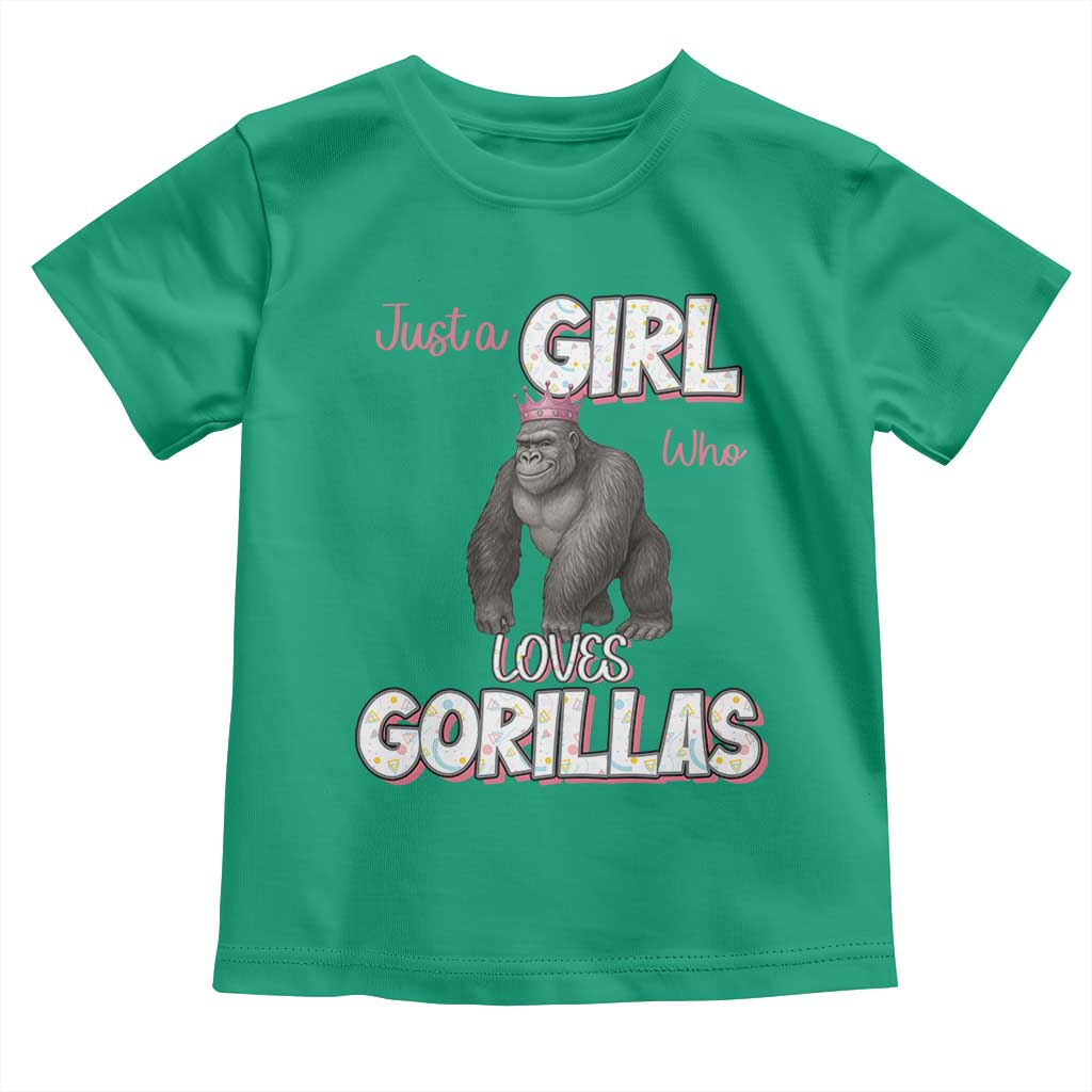 Gorilla Lover Gift Toddler T Shirt Just A Girl Who Loves Gorillas TS12 Irish Green Print Your Wear