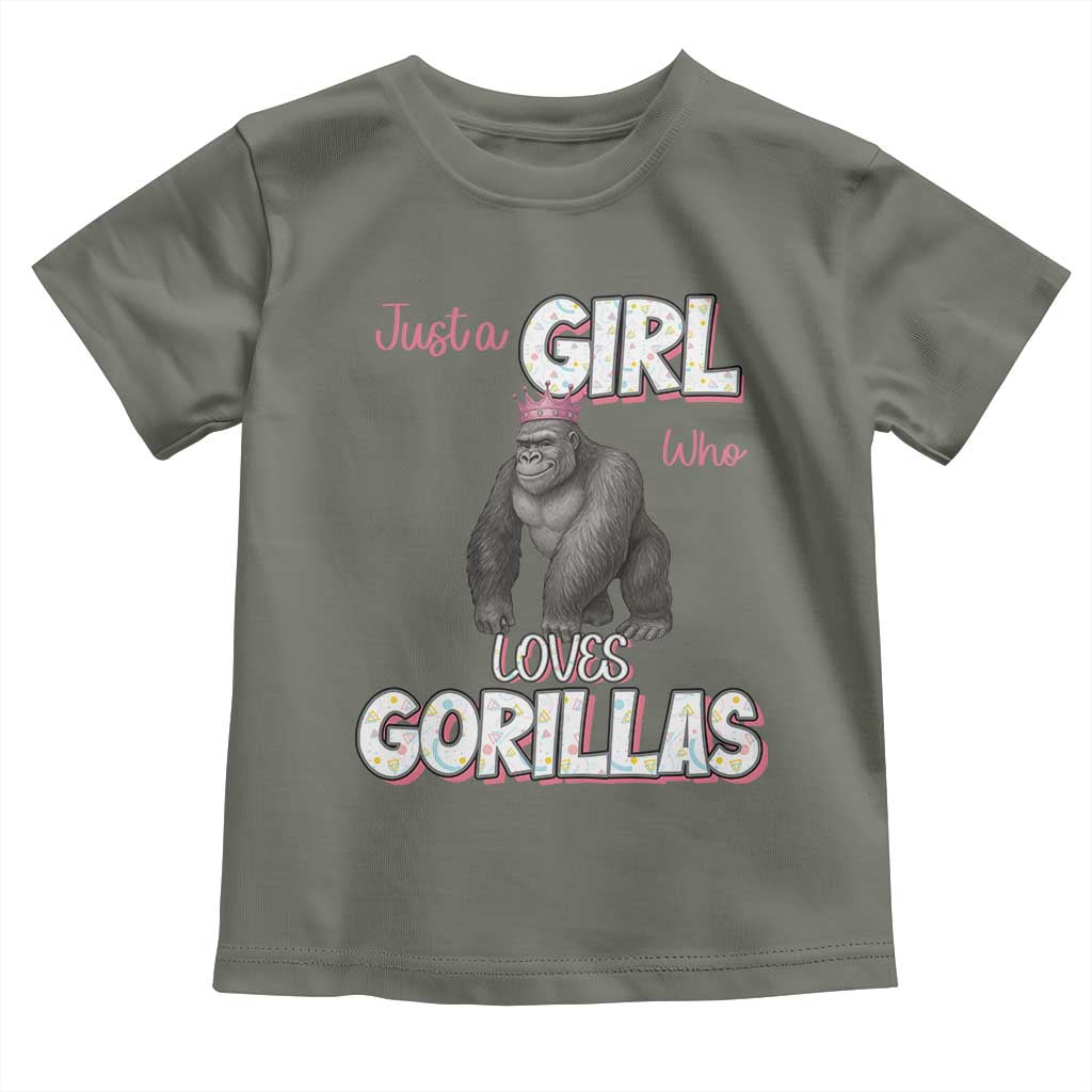 Gorilla Lover Gift Toddler T Shirt Just A Girl Who Loves Gorillas TS12 Military Green Print Your Wear