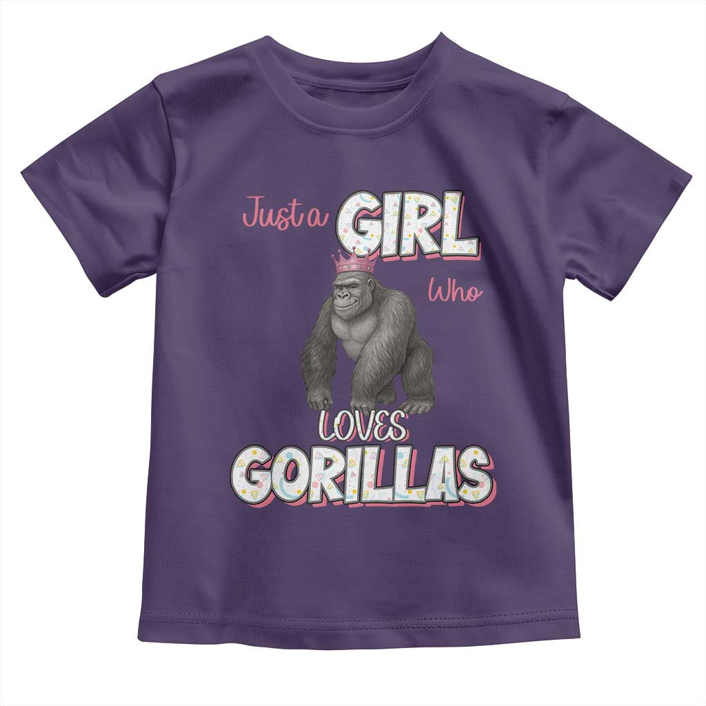 Gorilla Lover Gift Toddler T Shirt Just A Girl Who Loves Gorillas TS12 Purple Print Your Wear