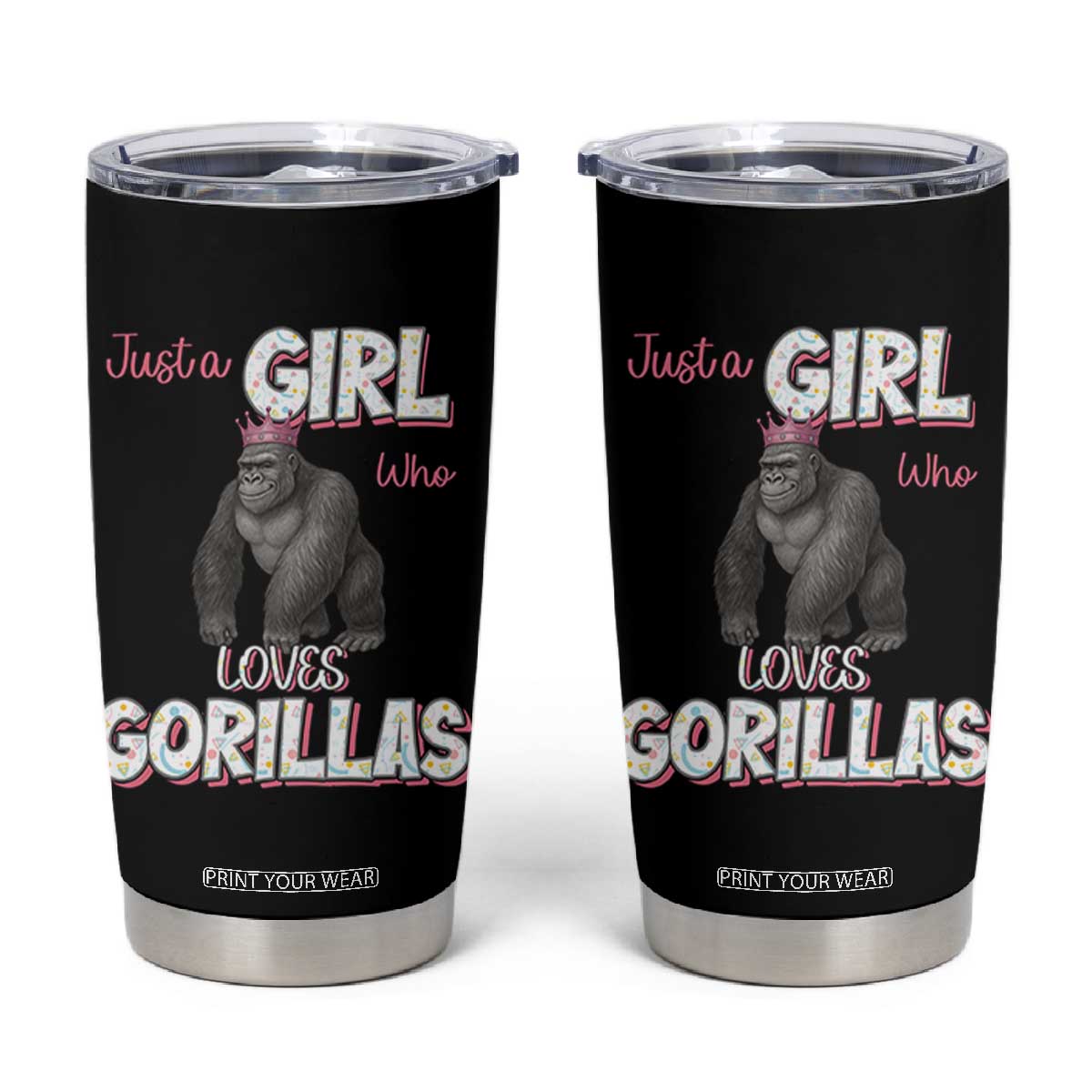 Gorilla Lover Gift Tumbler Cup Just A Girl Who Loves Gorillas TS12 Black Print Your Wear