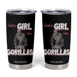 Gorilla Lover Gift Tumbler Cup Just A Girl Who Loves Gorillas TS12 Black Print Your Wear
